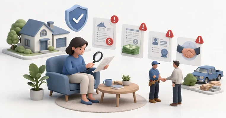Ottawa homeowner reviewing contractor credentials and documentation at their front door