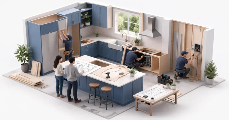 Modern kitchen renovation in progress in an Ottawa home showing cabinetry installation and countertop work