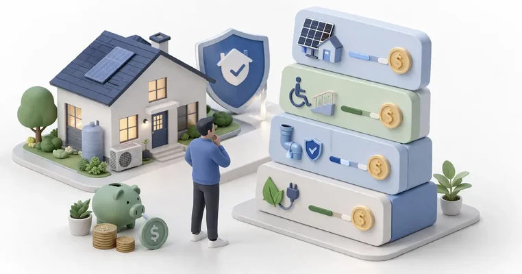 Ottawa homeowner reviewing energy audit paperwork with rebate program applications for home efficiency upgrades