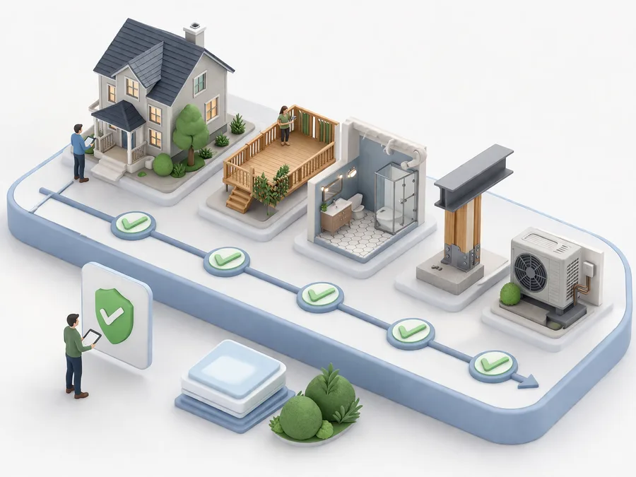 Parcours d'inspection de permis dans une maison rénovée