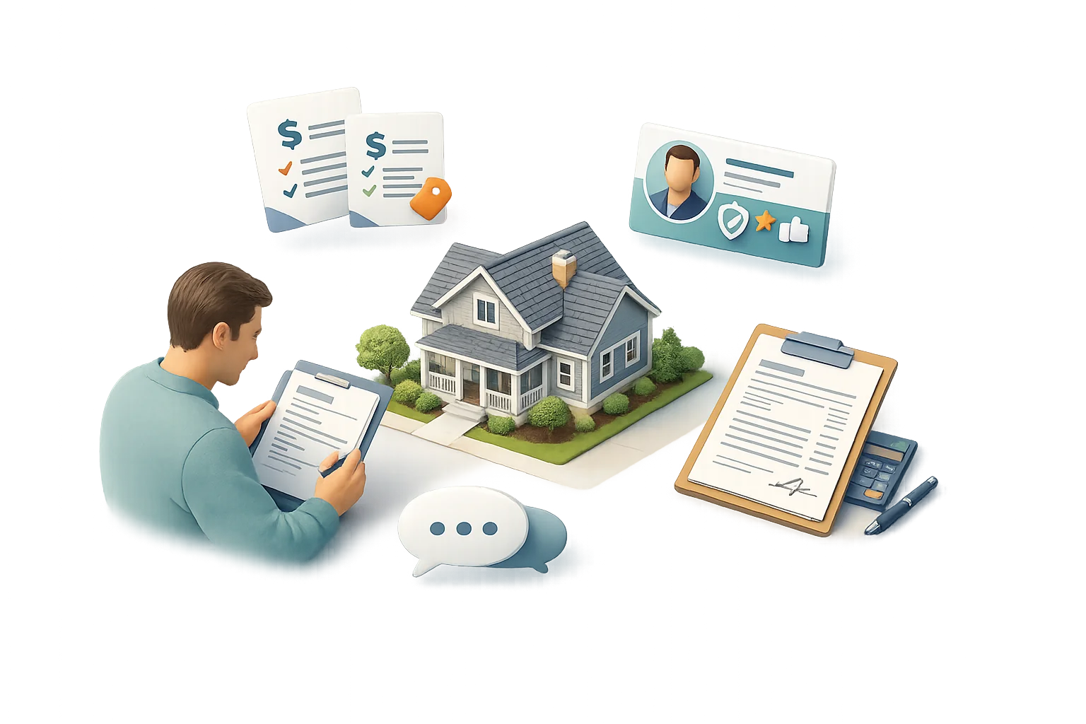 Homeowner reviewing quote questions and hiring guidance