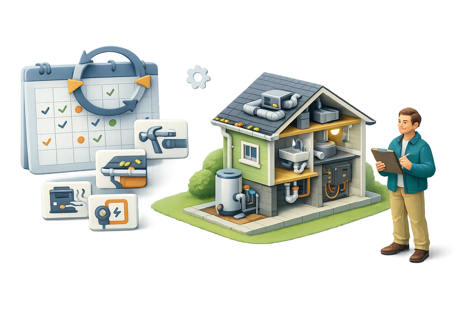 Home maintenance calendar with recurring service reminders